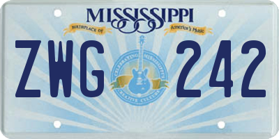 MS license plate ZWG242