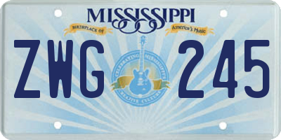 MS license plate ZWG245