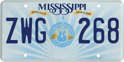 MS license plate ZWG268