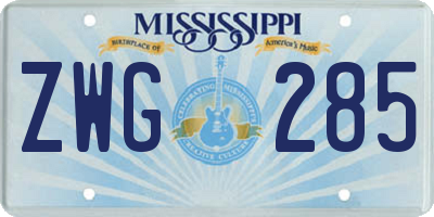 MS license plate ZWG285