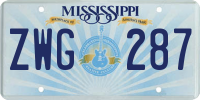MS license plate ZWG287