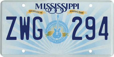 MS license plate ZWG294
