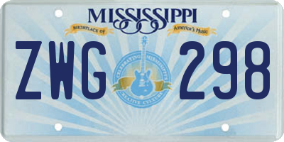 MS license plate ZWG298