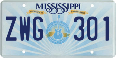 MS license plate ZWG301
