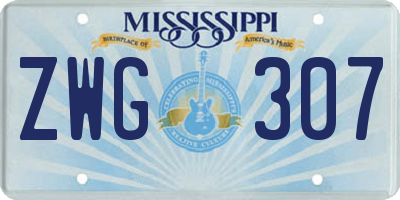 MS license plate ZWG307