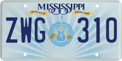 MS license plate ZWG310