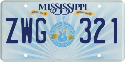 MS license plate ZWG321