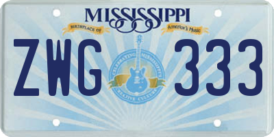 MS license plate ZWG333
