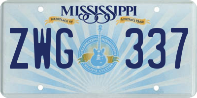 MS license plate ZWG337