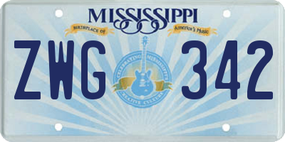 MS license plate ZWG342