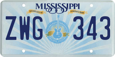 MS license plate ZWG343
