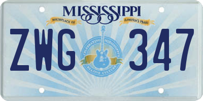 MS license plate ZWG347