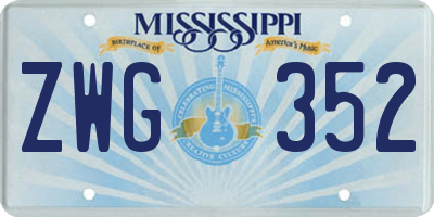 MS license plate ZWG352