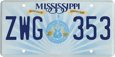 MS license plate ZWG353