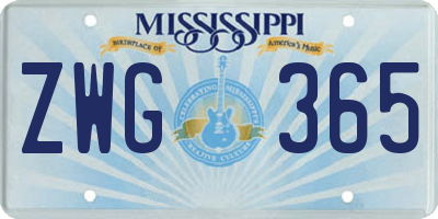 MS license plate ZWG365