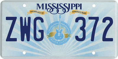 MS license plate ZWG372