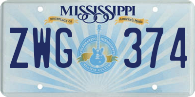 MS license plate ZWG374