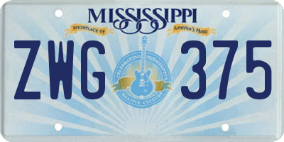 MS license plate ZWG375