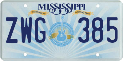 MS license plate ZWG385