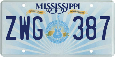 MS license plate ZWG387