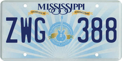 MS license plate ZWG388