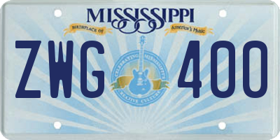 MS license plate ZWG400