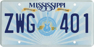 MS license plate ZWG401