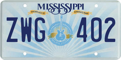 MS license plate ZWG402