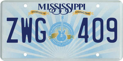 MS license plate ZWG409