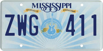 MS license plate ZWG411