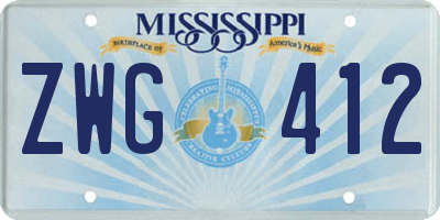 MS license plate ZWG412