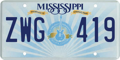 MS license plate ZWG419