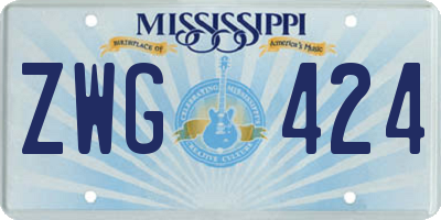 MS license plate ZWG424