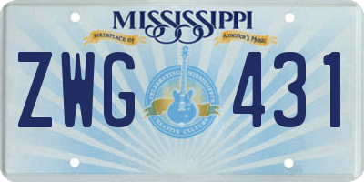 MS license plate ZWG431