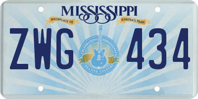 MS license plate ZWG434