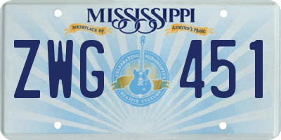 MS license plate ZWG451