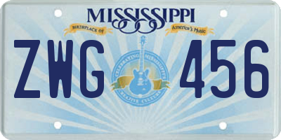 MS license plate ZWG456
