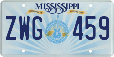MS license plate ZWG459