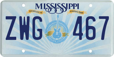 MS license plate ZWG467