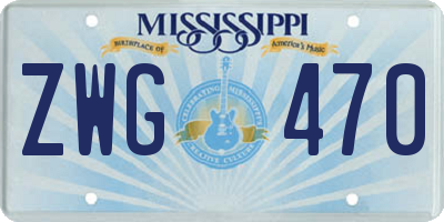 MS license plate ZWG470