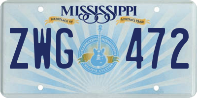MS license plate ZWG472