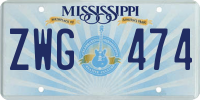 MS license plate ZWG474