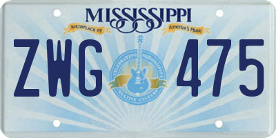MS license plate ZWG475