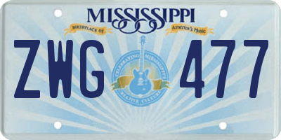 MS license plate ZWG477