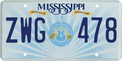 MS license plate ZWG478