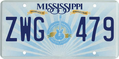 MS license plate ZWG479