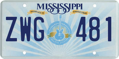 MS license plate ZWG481