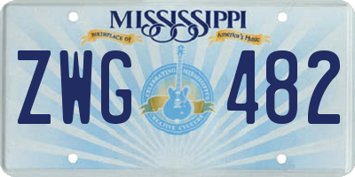 MS license plate ZWG482