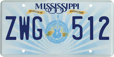 MS license plate ZWG512