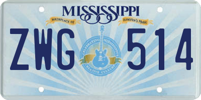 MS license plate ZWG514